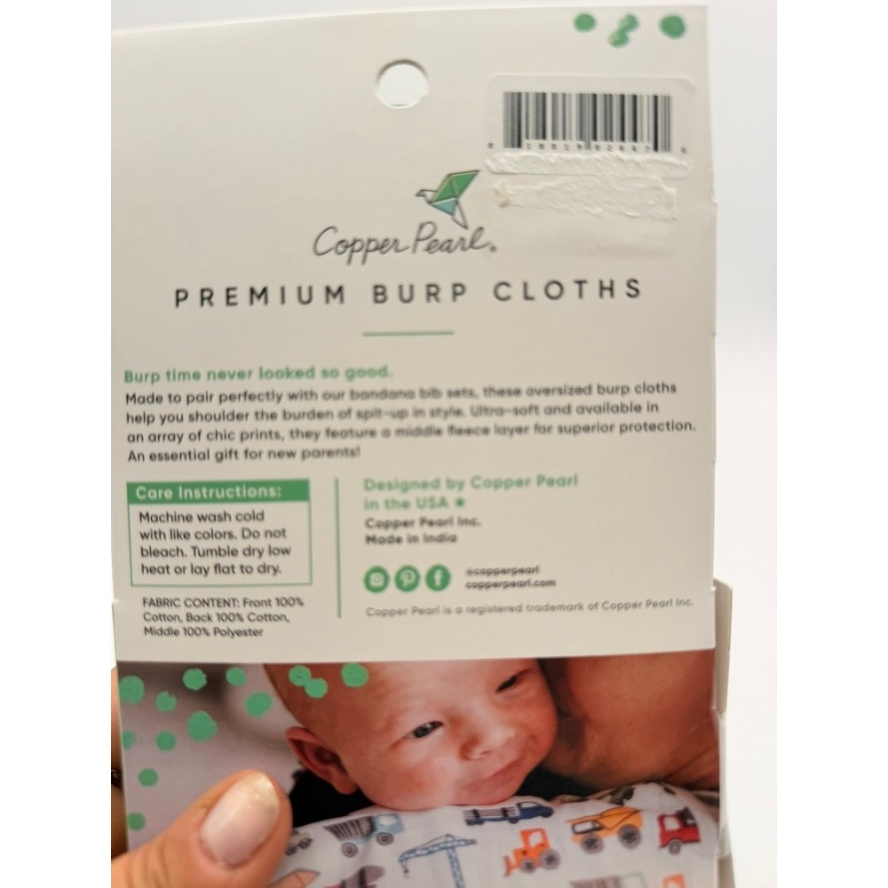 Copper Pearl Burp Cloths Baby OS Multi NEW 3-Pack Floral Sage Tan Oversized - Picture 4 of 4